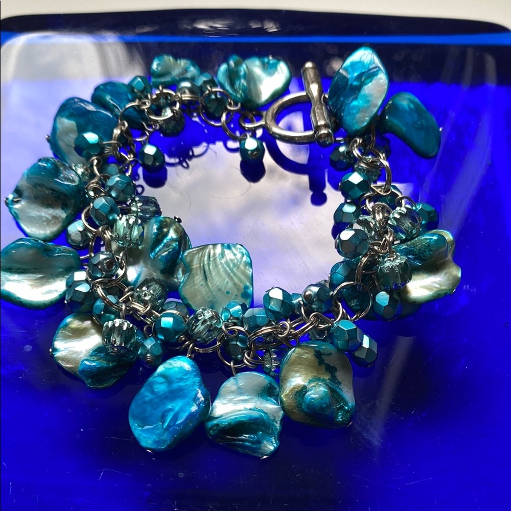 Stunning Blue Shell Bracelet.  Gorgeous.  Like NEW!